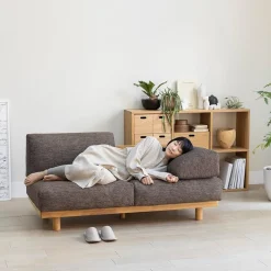 Muji Canapé en polyester tissé sans accoudoirs ‐ 2 places, Marron