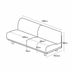 Muji Canapé en polyester tissé sans accoudoirs ‐ 2 places, Marron