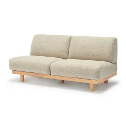 Clearance Muji Canapé en polyester tissé sans accoudoirs ‐ 2 places, Beige