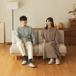 Clearance Muji Canapé en polyester tissé sans accoudoirs ‐ 2 places, Beige