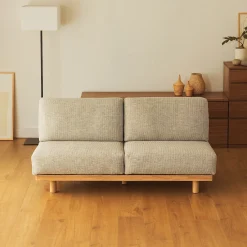 Clearance Muji Canapé en polyester tissé sans accoudoirs ‐ 2 places, Beige