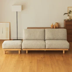 Clearance Muji Canapé en polyester tissé sans accoudoirs ‐ 2 places, Beige