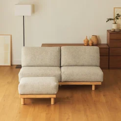 Clearance Muji Canapé en polyester tissé sans accoudoirs ‐ 2 places, Beige