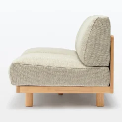 Clearance Muji Canapé en polyester tissé sans accoudoirs ‐ 2 places, Beige
