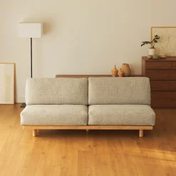 New Muji Canapé en polyester tissé sans accoudoirs ‐ 3 places, Beige