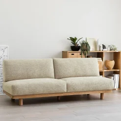 New Muji Canapé en polyester tissé sans accoudoirs ‐ 3 places, Beige