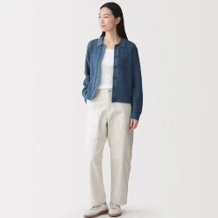 Sale Muji Cardigan à col en tricot de coton mélangé pour femme