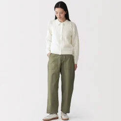 Sale Muji Cardigan à col en tricot de coton mélangé pour femme