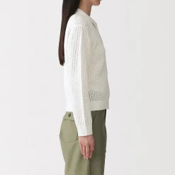 Sale Muji Cardigan à col en tricot de coton mélangé pour femme
