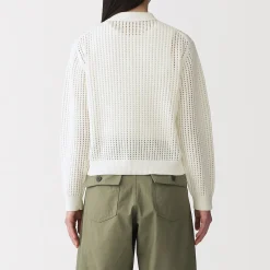 Sale Muji Cardigan à col en tricot de coton mélangé pour femme