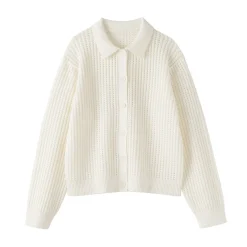Sale Muji Cardigan à col en tricot de coton mélangé pour femme