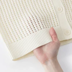 Sale Muji Cardigan à col en tricot de coton mélangé pour femme