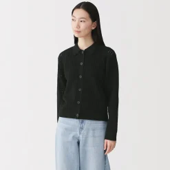 Sale Muji Cardigan à col en tricot de coton mélangé pour femme