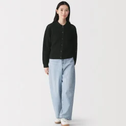 Sale Muji Cardigan à col en tricot de coton mélangé pour femme