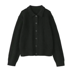 Sale Muji Cardigan à col en tricot de coton mélangé pour femme