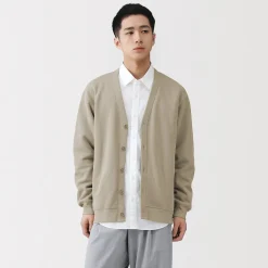 Hot Muji Cardigan à col en V à double tricot pour homme