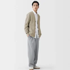 Hot Muji Cardigan à col en V à double tricot pour homme