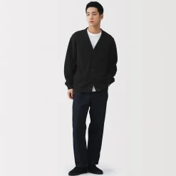 Hot Muji Cardigan à col en V à double tricot pour homme