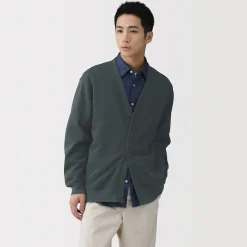 Hot Muji Cardigan à col en V à double tricot pour homme
