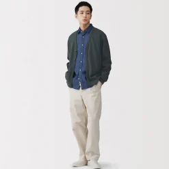 Hot Muji Cardigan à col en V à double tricot pour homme