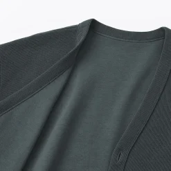 Hot Muji Cardigan à col en V à double tricot pour homme