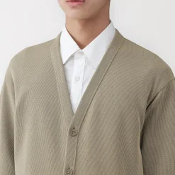 Hot Muji Cardigan à col en V à double tricot pour homme