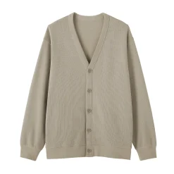 Hot Muji Cardigan à col en V à double tricot pour homme