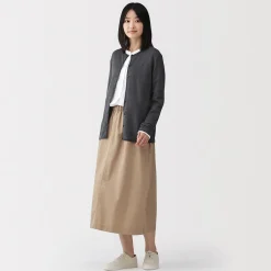 Clearance Muji Cardigan à col ras du cou en mélange de fibres de soja pour femme
