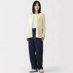 Clearance Muji Cardigan à col ras du cou en mélange de fibres de soja pour femme