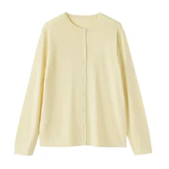 Clearance Muji Cardigan à col ras du cou en mélange de fibres de soja pour femme