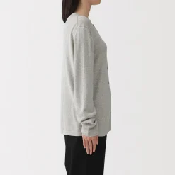 Clearance Muji Cardigan à col ras du cou en mélange de fibres de soja pour femme