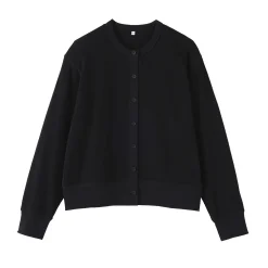 Online Muji Cardigan à col ras du cou en coton biologique tricoté et gaufré pour femme