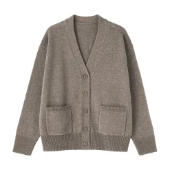 Online Muji Cardigan avec col en V en maille moyenne pour femme