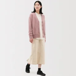 Online Muji Cardigan avec col en V en maille moyenne pour femme