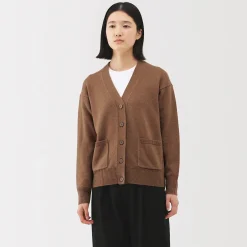 Online Muji Cardigan avec col en V en maille moyenne pour femme