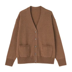 Online Muji Cardigan avec col en V en maille moyenne pour femme