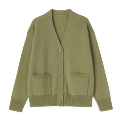 Online Muji Cardigan avec col en V en maille moyenne pour femme