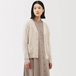 Online Muji Cardigan avec col en V en maille moyenne pour femme