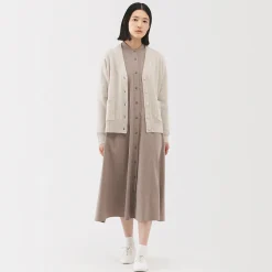 Online Muji Cardigan avec col en V en maille moyenne pour femme