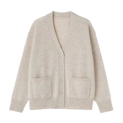 Online Muji Cardigan avec col en V en maille moyenne pour femme