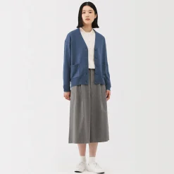 Online Muji Cardigan avec col en V en maille moyenne pour femme
