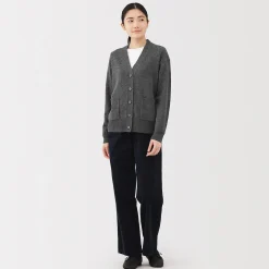 Online Muji Cardigan avec col en V en maille moyenne pour femme