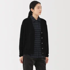Online Muji Cardigan avec col en V en maille moyenne pour femme