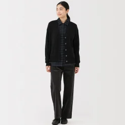 Online Muji Cardigan avec col en V en maille moyenne pour femme