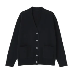 Online Muji Cardigan avec col en V en maille moyenne pour femme
