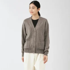 Online Muji Cardigan avec col en V en maille moyenne pour femme