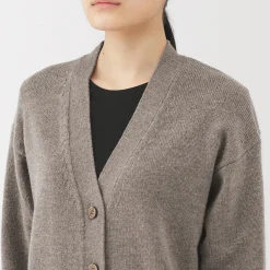 Online Muji Cardigan avec col en V en maille moyenne pour femme