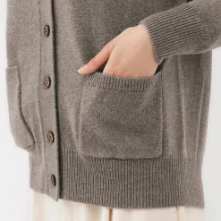 Online Muji Cardigan avec col en V en maille moyenne pour femme