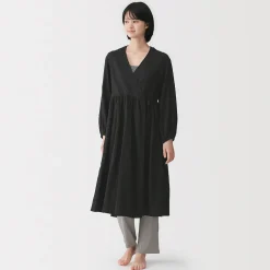 Best Muji Cardigan long en double gaze à pois dobby pour femme