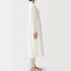 Best Muji Cardigan long en double gaze à pois dobby pour femme
